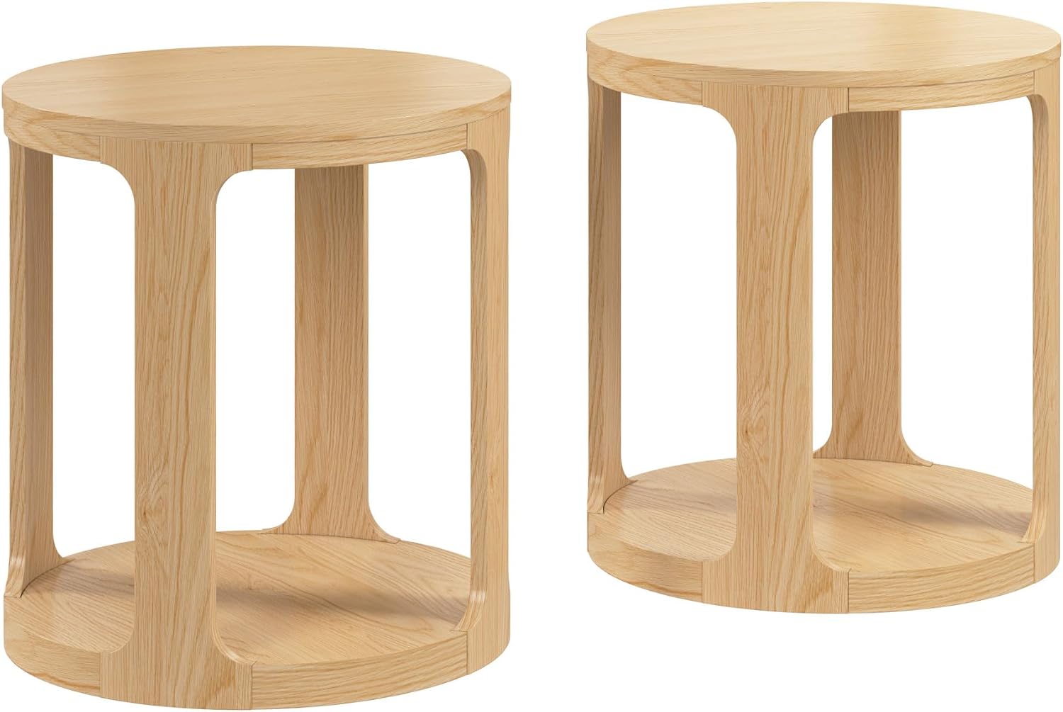 Bush Home Vera Round End Table – Set of 2, Living Room Furniture, Vera Collection, Natural White Oak