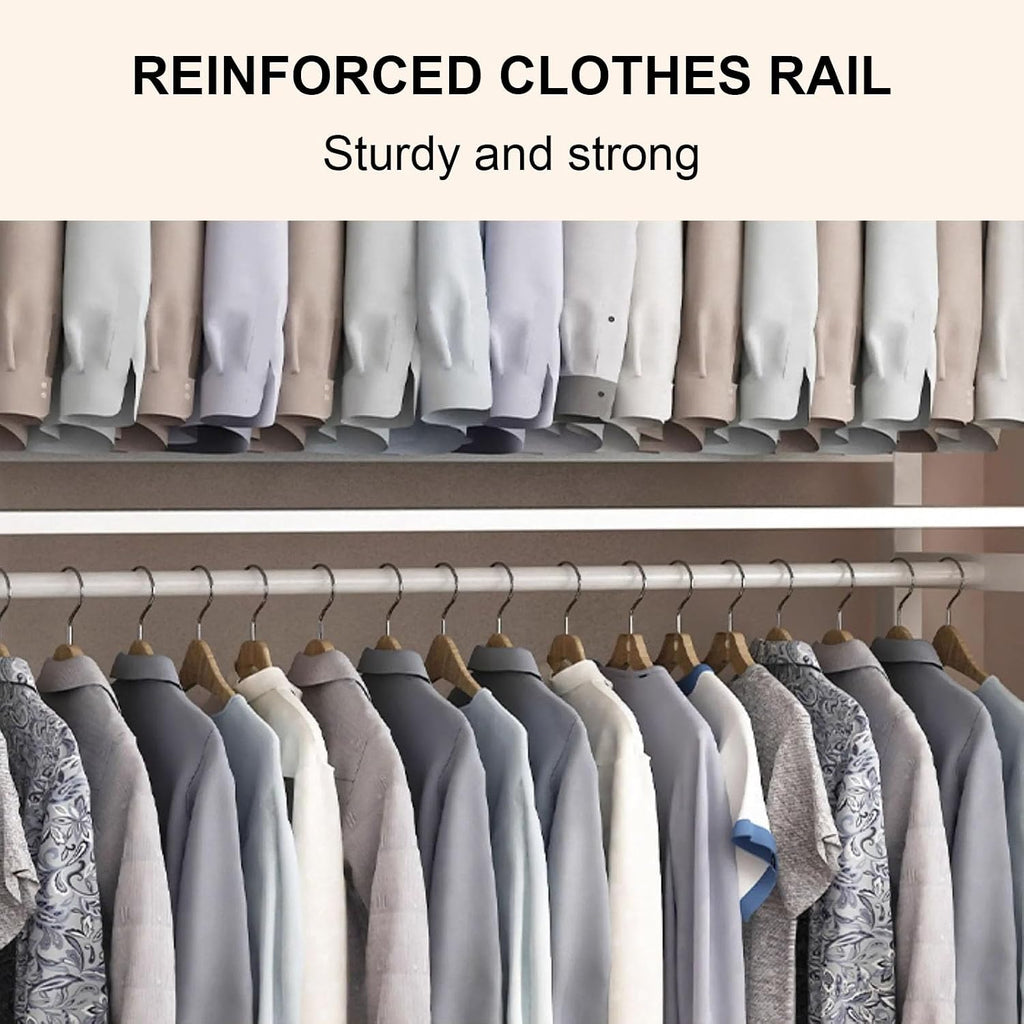 Heavy Duty Clothing Rack, Metal Freestanding Closet for Hanging Clothes, Easy to Assemble Wardrobe with Curtain for Bedroom and Dormitory