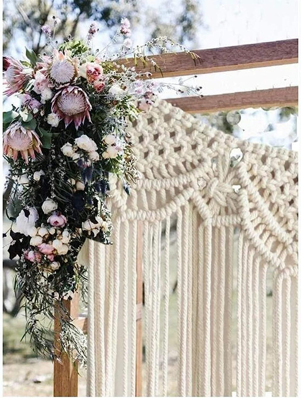 Modern Wall Decor Woven,Wall Hanging Art Tapestry, Macrame Wall Hanging Tapestry Beige Long Fringe Tassel Garland Banner Shabby Chic Bohemian Woven Tapestry for Home (Beige)