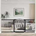 Fairy Baby 81.9'-84.6' Extra Wide Baby Gate for Stairs, Pressure Mounted Auto Close Child Safety Gate with Door No Drill, Large Long Pet Dog Gate for the House Doorways, 82 83 84 Inches Wide, Black