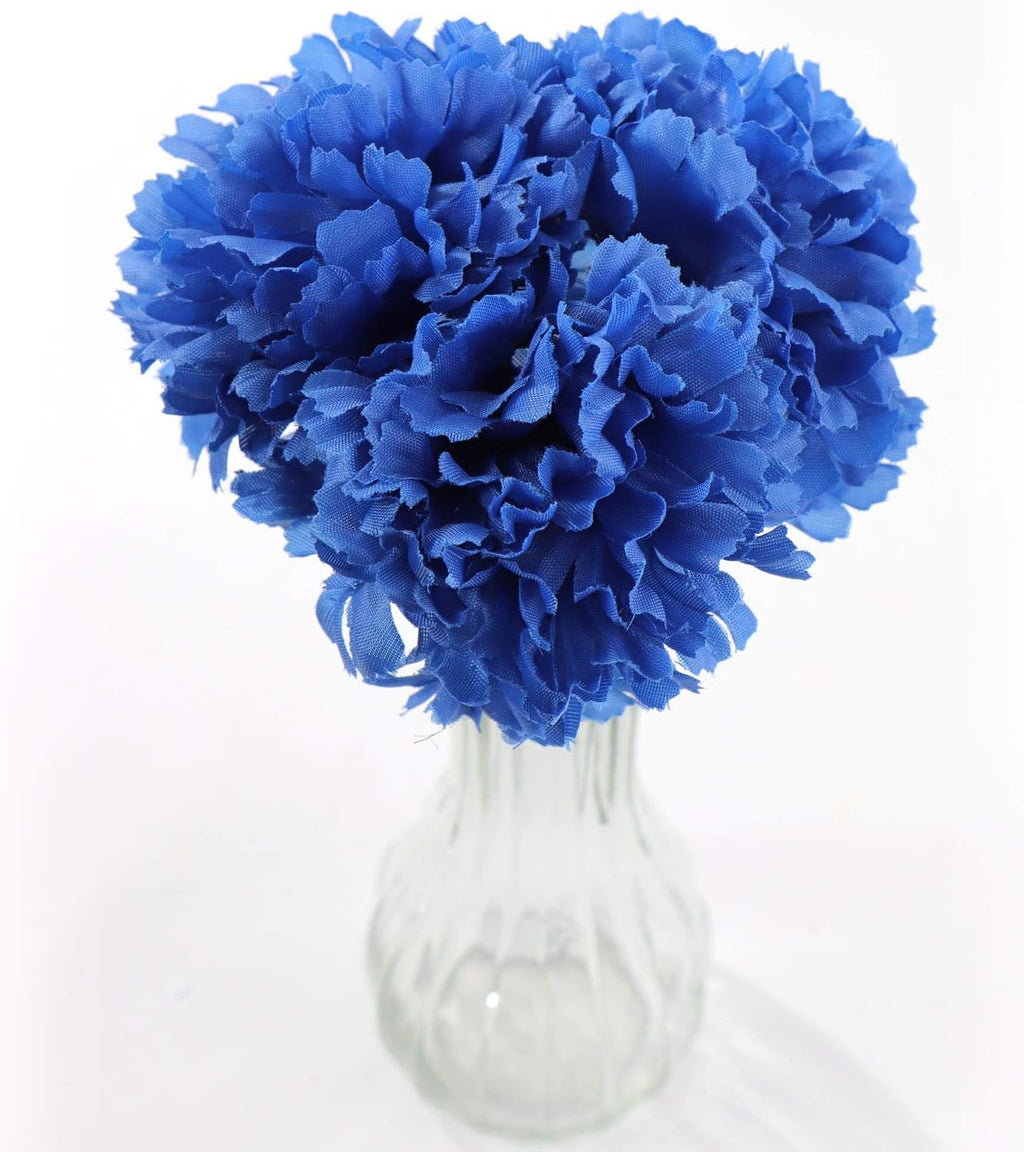 Larksilk 500 Pack Royal Blue Carnations Artificial Flowers, Silk Heads | Bulk 500 royal blue silk carnation heads on 5in wired stems for wedding centerpieces, bouquets, arches & DIY crafts