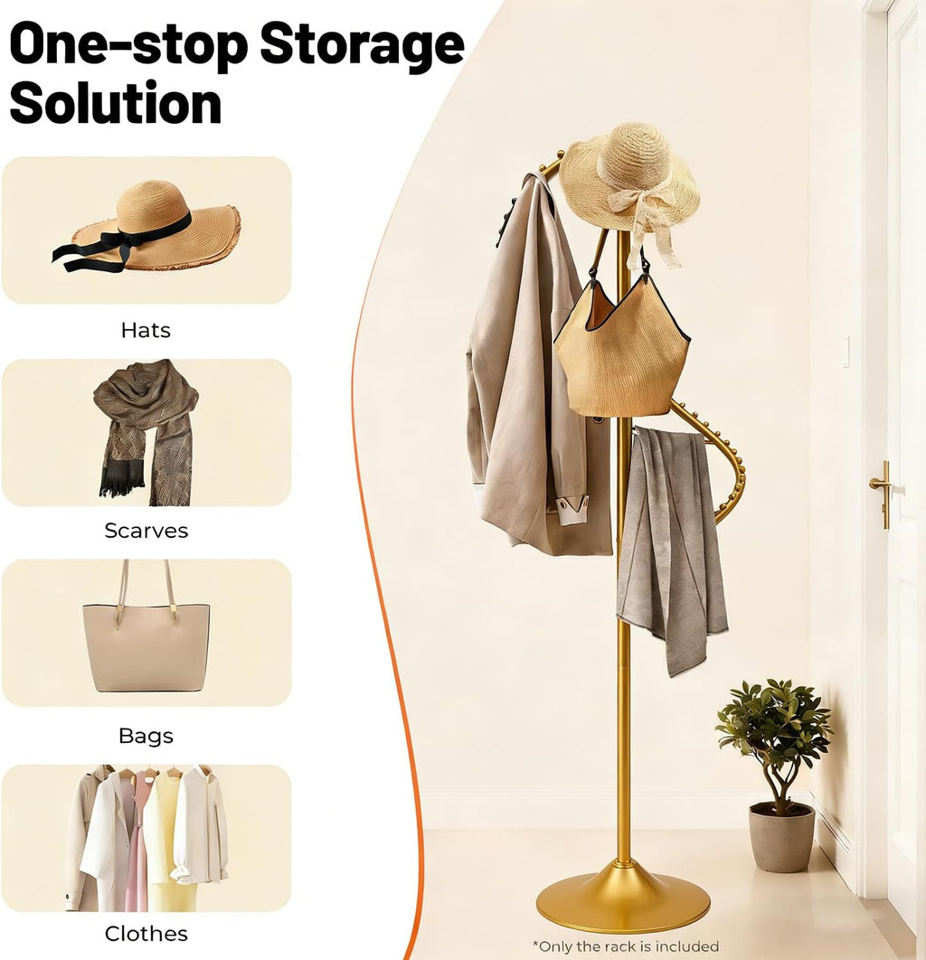 1.8M Spiral Rotating Clothing Rack, Metal Garment Rack Freestanding Coat Rack Retail Display Storage Shelf for Clothes Coats Jackets Bags Hats
