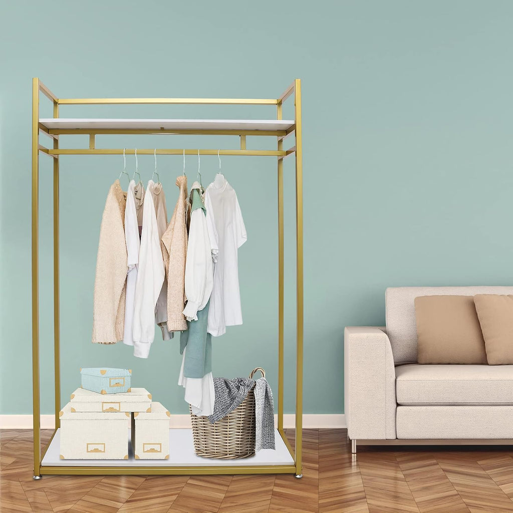 YIYIBYUS Gold Clothes Rack Metal,Clothes Rack Metal Freestanding Garment Rack Clothes Display Storage Stand
