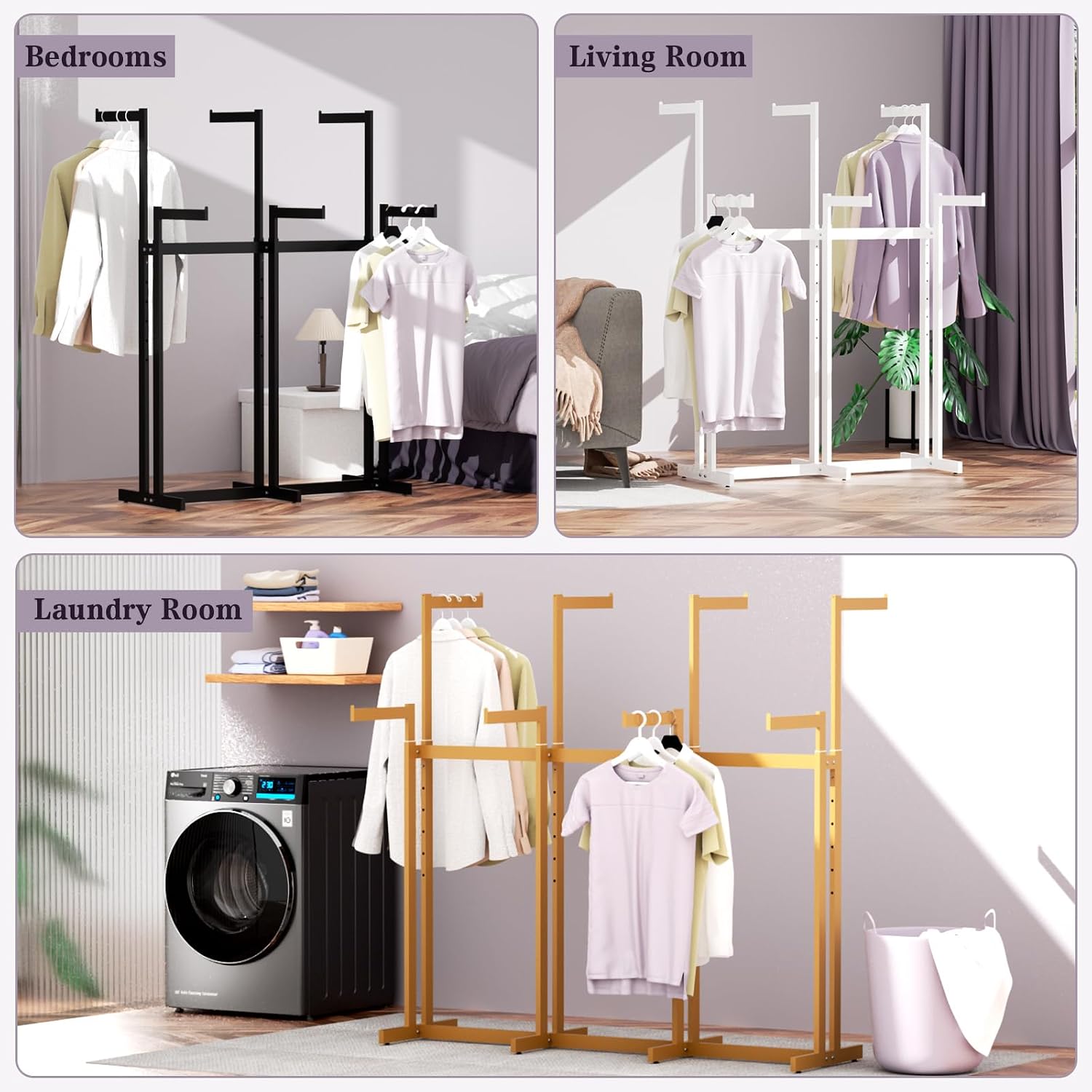 Retail Clothing Rack - for Hanging Clothes - Rolling Metal Garment Racks Heavy Duty, Gold Commercial Clothing Display Rack with Wheels, Tall Sturdy Stand Clothing Racking (8 Arm,Gold)