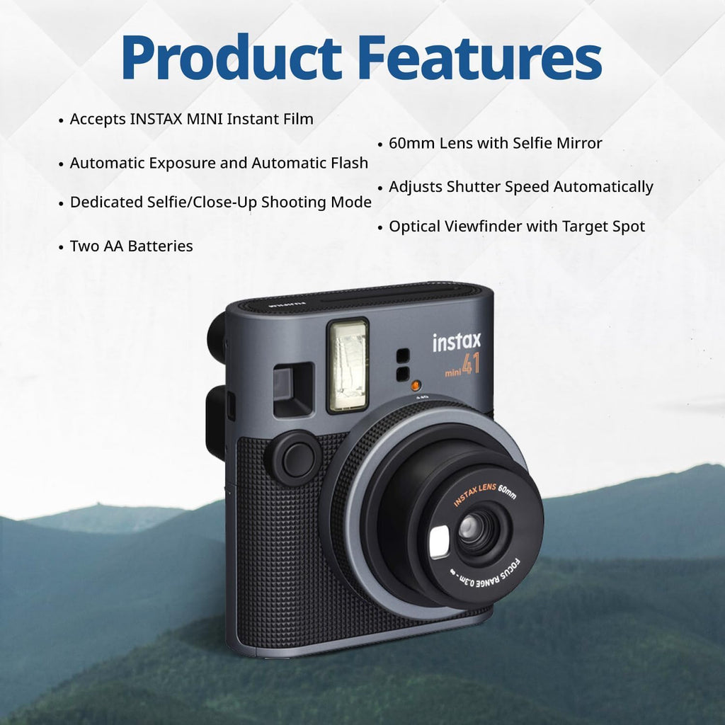 Fujifilm Instax Mini 41 Instant Film Camera with Sunshine Photo Bundle.., (Camera + 2 Twin Pack)