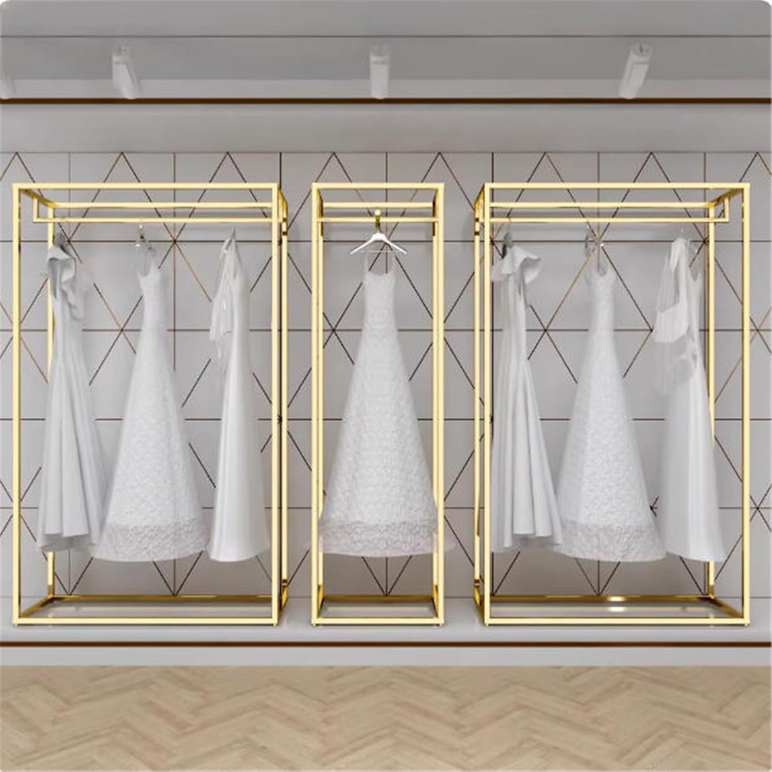 Clothing Rack Wedding Dress Hanging Rack, Studio Display, Wrought Iron Clothing Store Bedroom(Small)