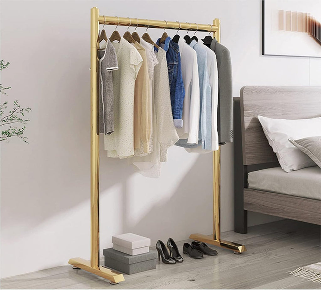 Coat Rack with Bottom Shelf - Industrial Pipe Metal Garment Rack for Hanging Clothes, Coats, Shirts, Sweaters - Versatile Storage Solution/Black/80Cm,Gold,80Cm