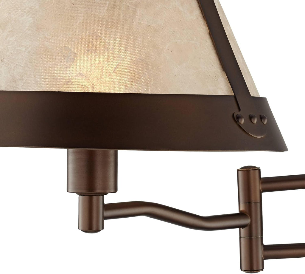 Franklin Iron Works Samuel Mica Shade Plug-in Swing Arm Wall Lamp with Cord Cover Set of 2