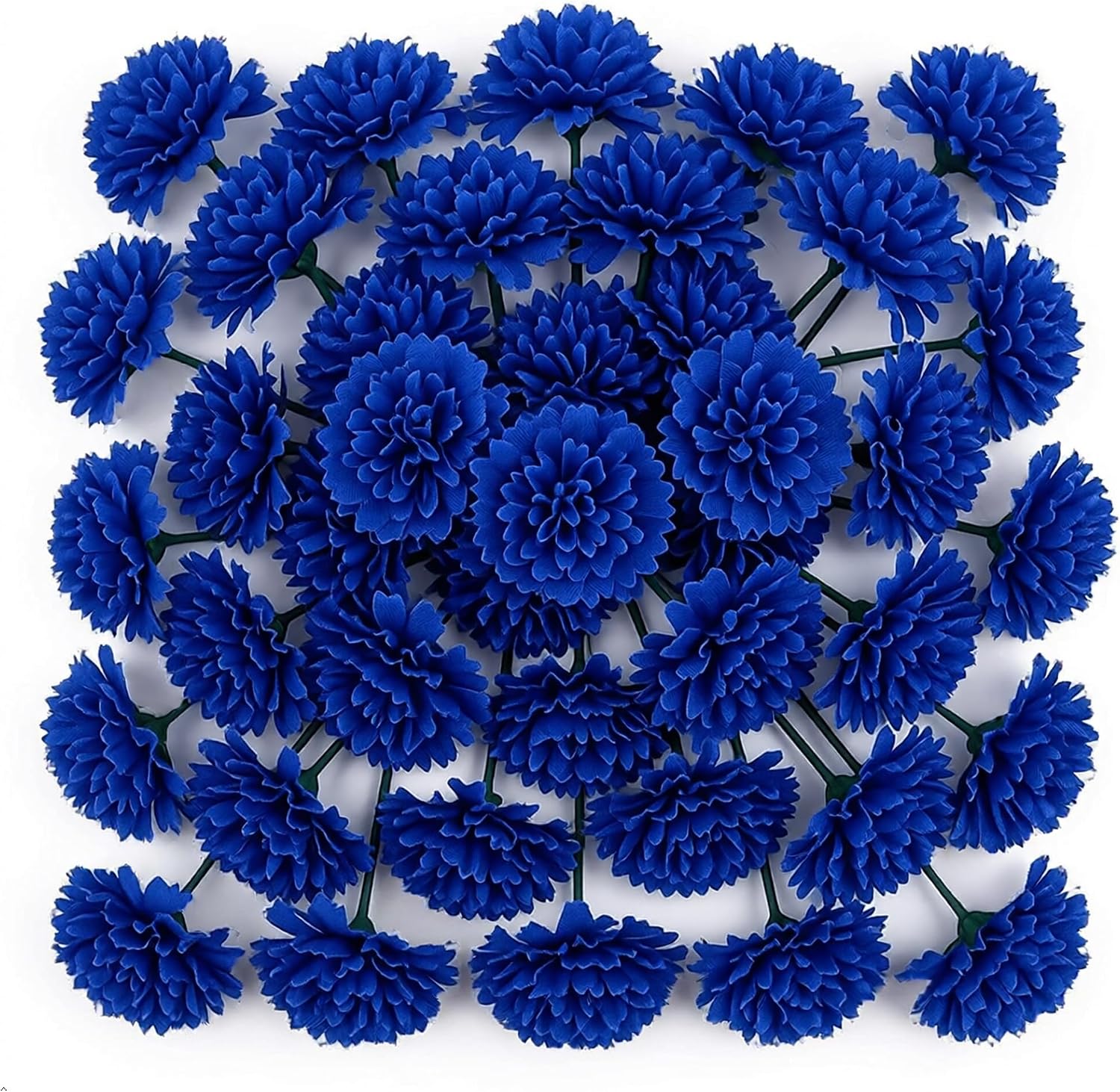 Larksilk 500 Pack Royal Blue Carnations Artificial Flowers, Silk Heads | Bulk 500 royal blue silk carnation heads on 5in wired stems for wedding centerpieces, bouquets, arches & DIY crafts
