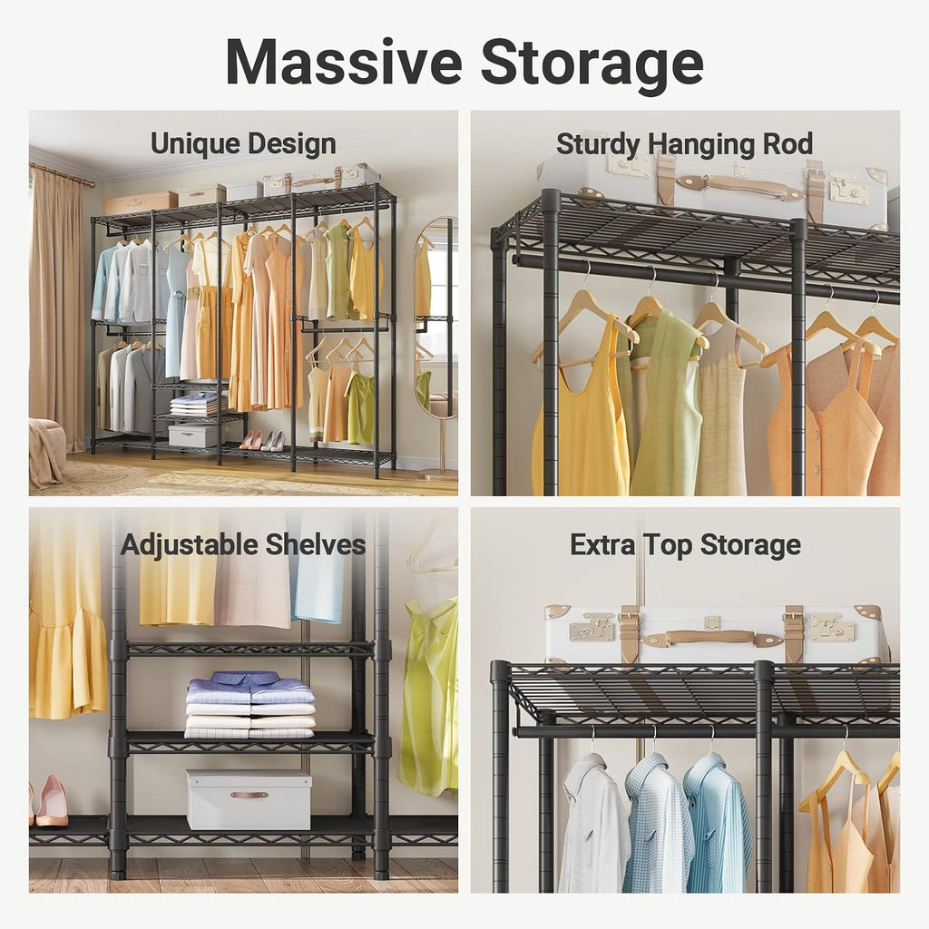 VIPEK L40 Plus Garment Rack L Shaped Clothes Rack for Corner, Freestanding Portable Wardrobe Closet Heavy Duty Clothing Rack for Hanging Clothes, 60.6'L x 45'W x 76.4'H, Load Capacity 1300LBS, Black