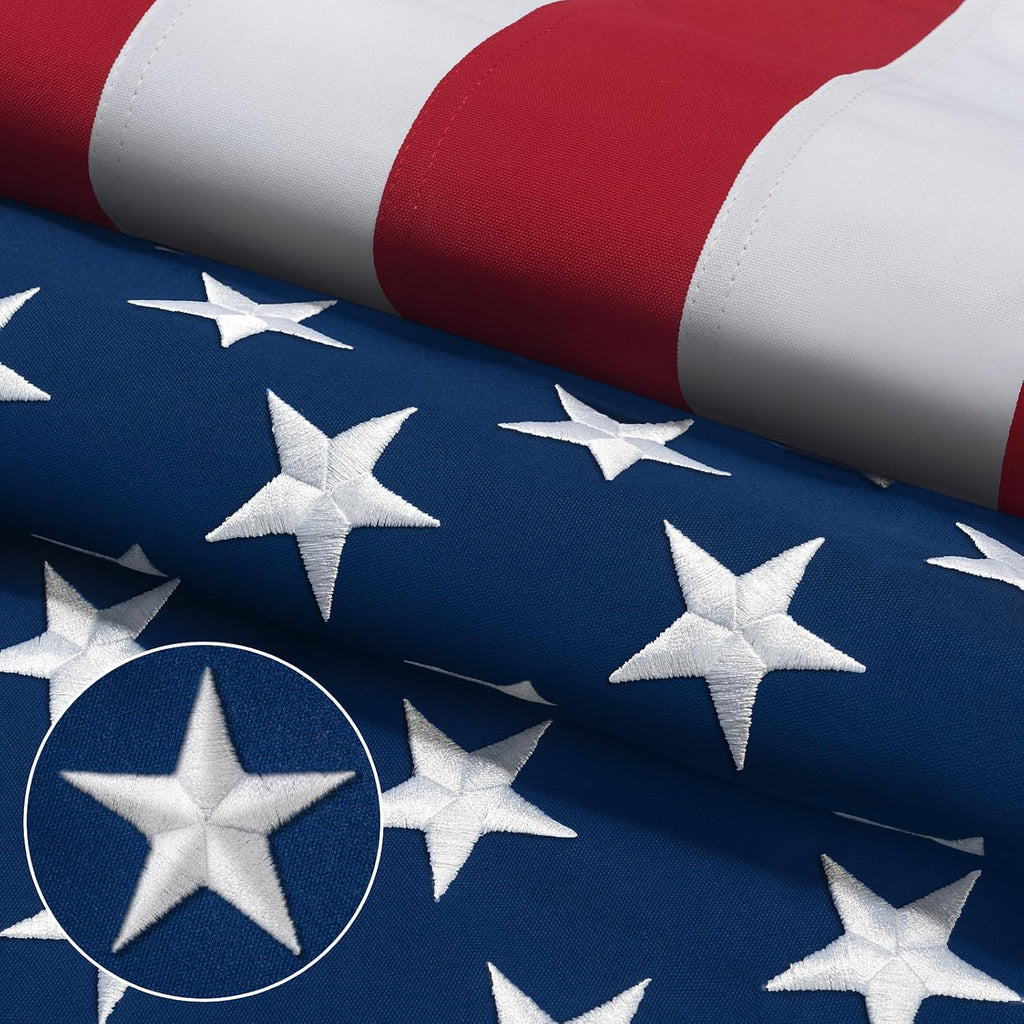 American Flag 10x15 Ft for Outside Longest Lasting- Ultra Durable, Tear-Proof Heavy Duty Spun Polyester US USA Flags - Fade Resistant, Embroidered Stars, Sewn Stripes, Brass Grommets - Outdoor Decor