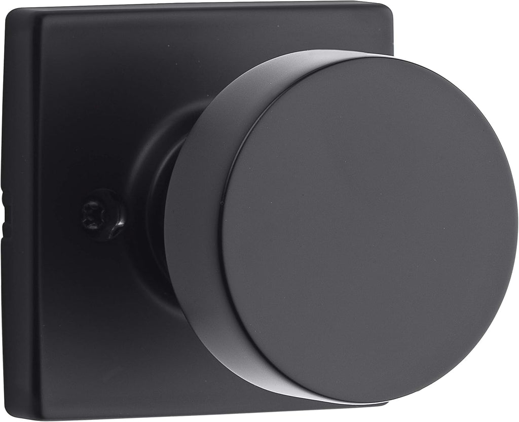 Kwikset Pismo Dummy Door Knob,Sided Handle for Closets,French Double Doors,and Pantry,Matte Black Non-Turning Interior Push/Pull Door Knob,with Microban Protection,(Pack of 10)