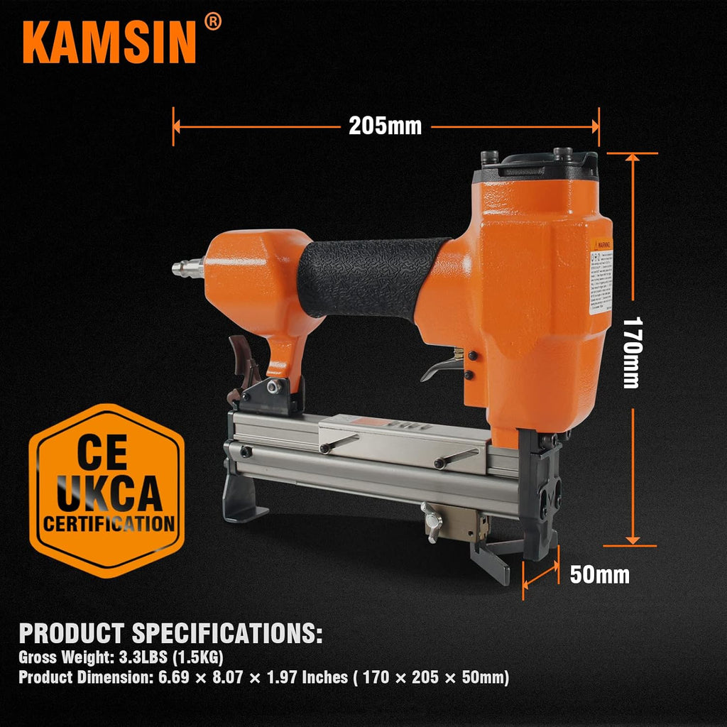 Kamsin V1015 Pneumatic Picture Frame V Nailer with 4,000PCS of 12 MM V-Nails, 30 Gauge Picture Frame Stapler Air Power Wood Joiner