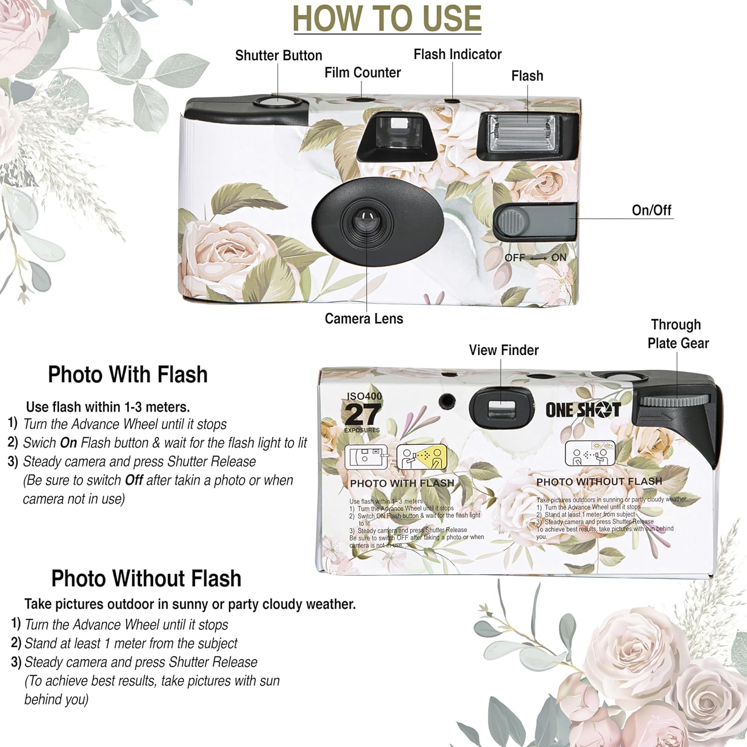 1 Shot Disposable Camera Wedding Bulk – 10-Pcs Wedding Disposable Cameras 27 Exp. – Film Camera Disposable for Wedding, Party, Baby Shower, Travel, Party Favors – Single-Use ISO400 Film Camera 35mm