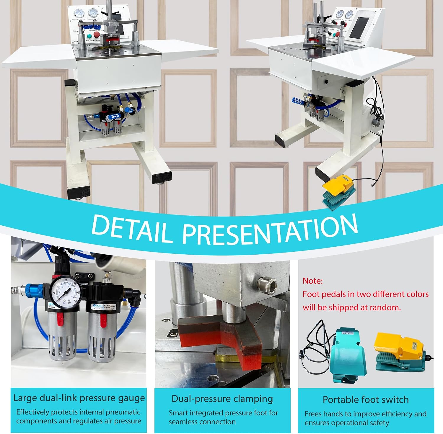 110V Intelligent CNC Picture Frame Nailer & Corner Nailing Machine, Automatic Pneumatic V-Nail Joiner with Touch Screen & 30L Air Tank for Photo Frames, MDF, Hardwood (5-15mm Corner Nails)