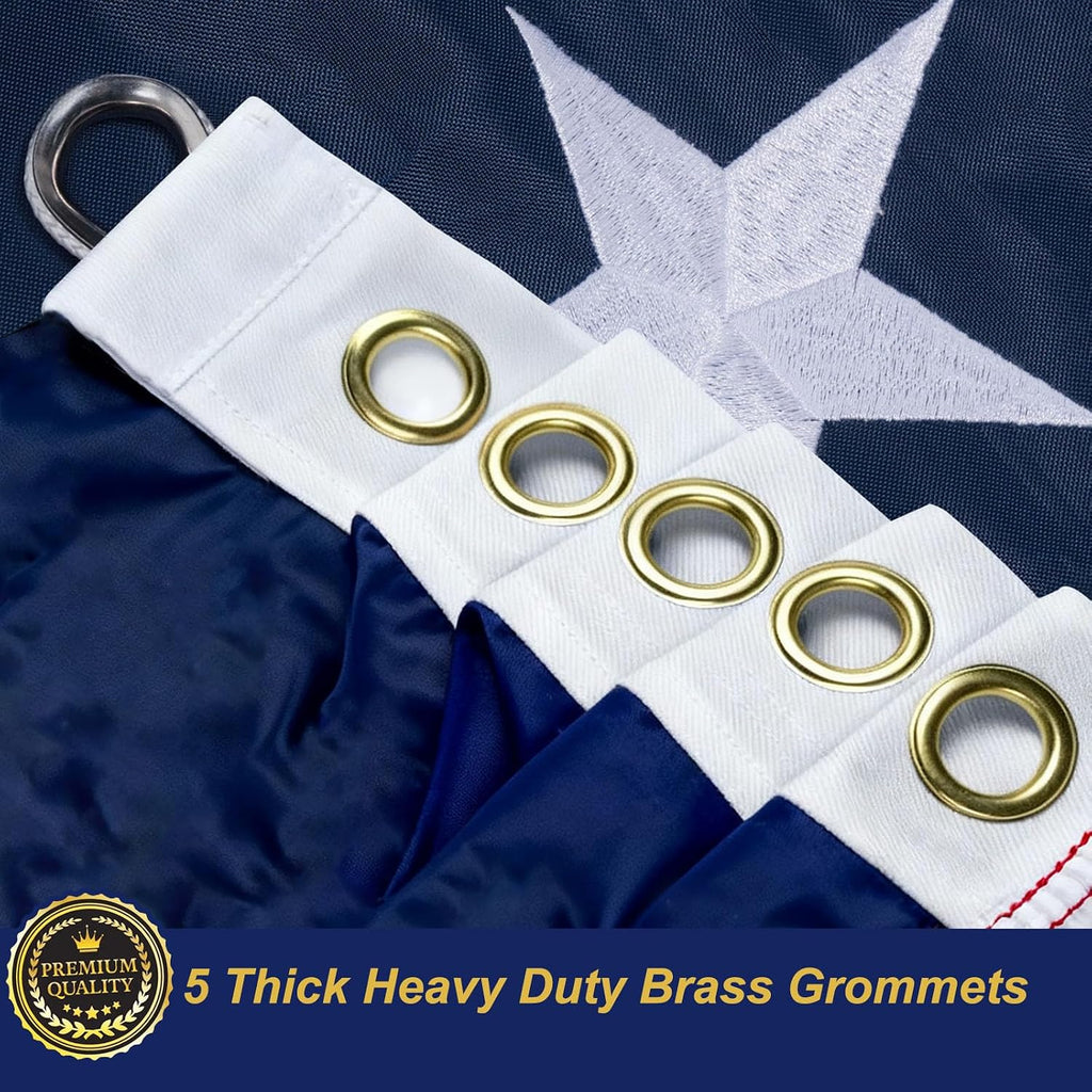 TOPFLAGS American Flag 20x38 Ft Large US Flags Heavy Duty Embroidered Stars Sewn Stripes USA Giant Flags Outdoor 5 Brass Grommets for Outside Wall