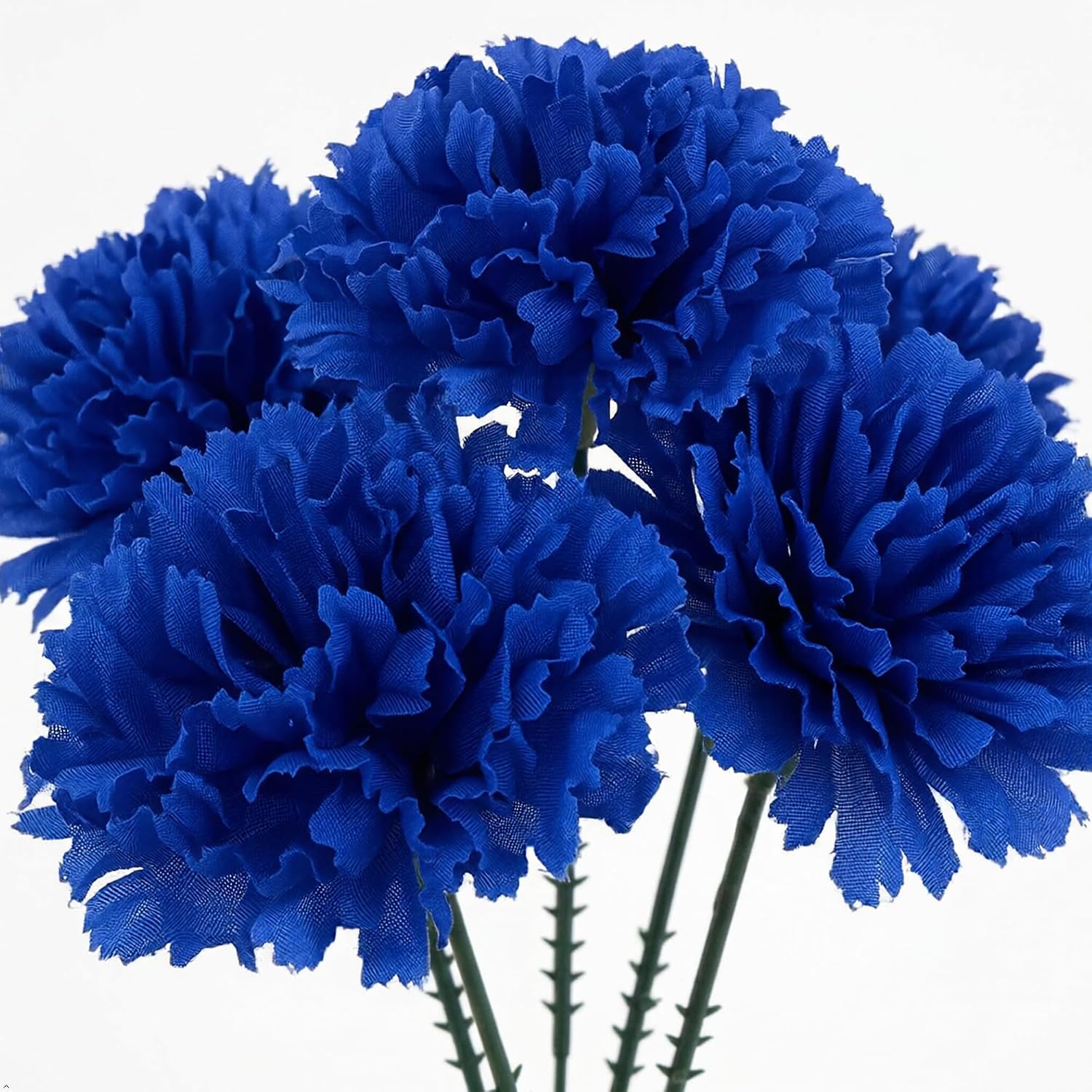 Larksilk 1000 Pack Royal Blue Carnations Artificial Flowers, Silk Heads | Bulk 1000 royal blue silk carnation heads on 5in wired stems for wedding centerpieces, bouquets & DIY crafts