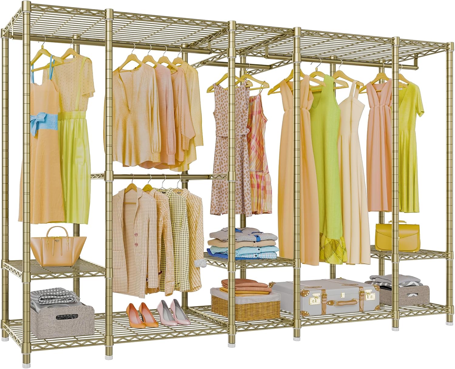 VIPEK V50 Closet Organizer System, Extra Large Heavy Duty Clothes Rack with Adjustable Shelves, Freestanding Modern Wardrobe for Bedroom, Walk-in Closet, Dressing Room, 1300 lbs Capacity, Gold