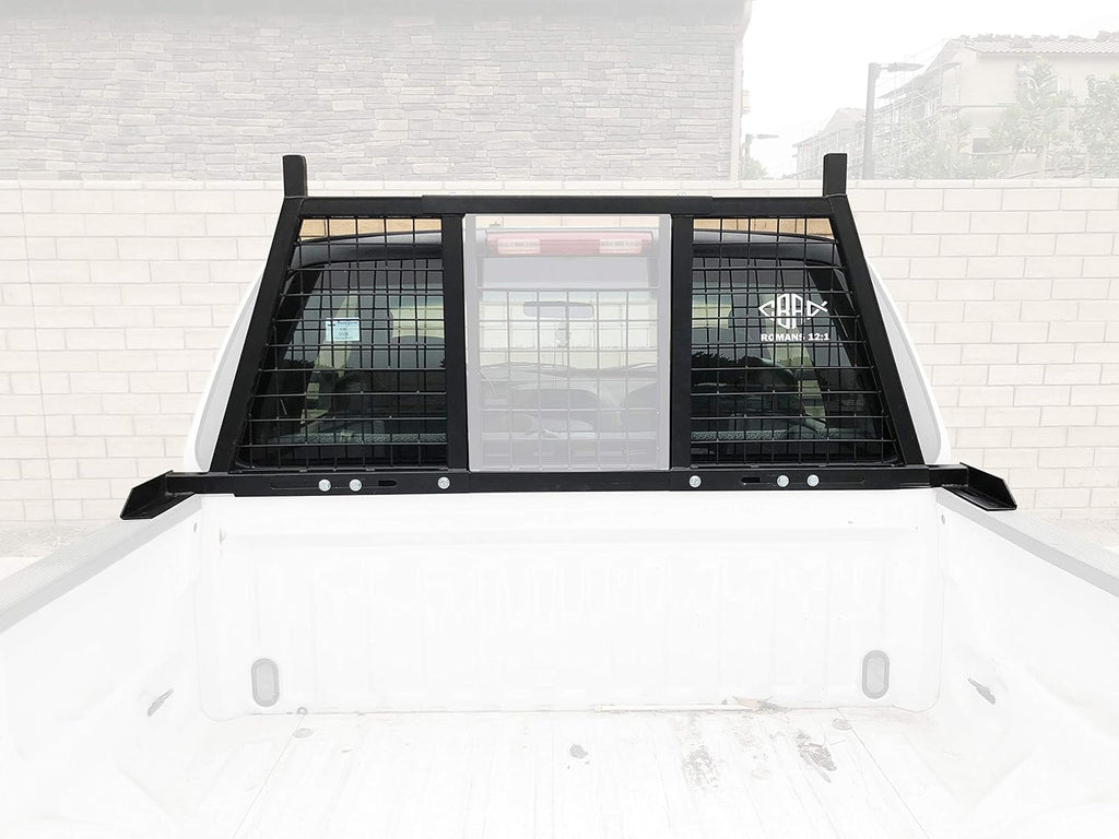 MaxxHaul Adjustable Truck Headache Rack - Fits 62' to 76.5' Beds - No-Drill Bolt-On Stake Pocket Mount - Steel Grid Screen (50257)