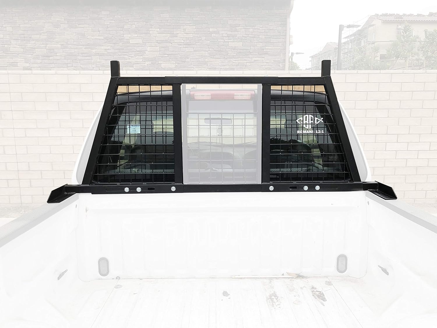 MaxxHaul Adjustable Truck Headache Rack - Fits 62' to 76.5' Beds - No-Drill Bolt-On Stake Pocket Mount - Steel Grid Screen (50257)