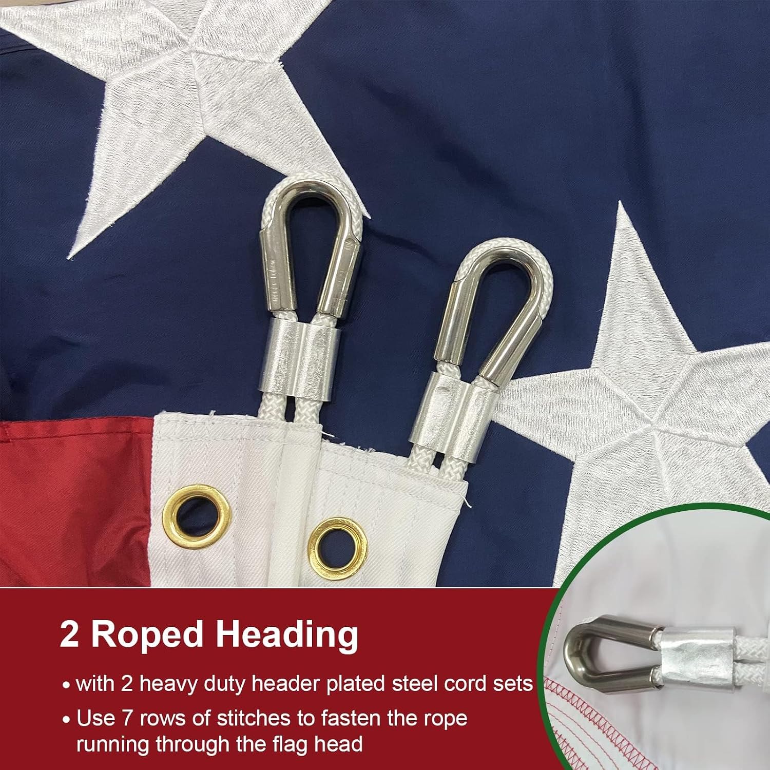 SYII American Flag 30x60 Ft Outdoor, Luxury Embroidered Stars and Roped Heading Double Stitched Sewn Stripes, Heavy Duty Polyester Huge Lage US Flags with Durable Brass Grommets
