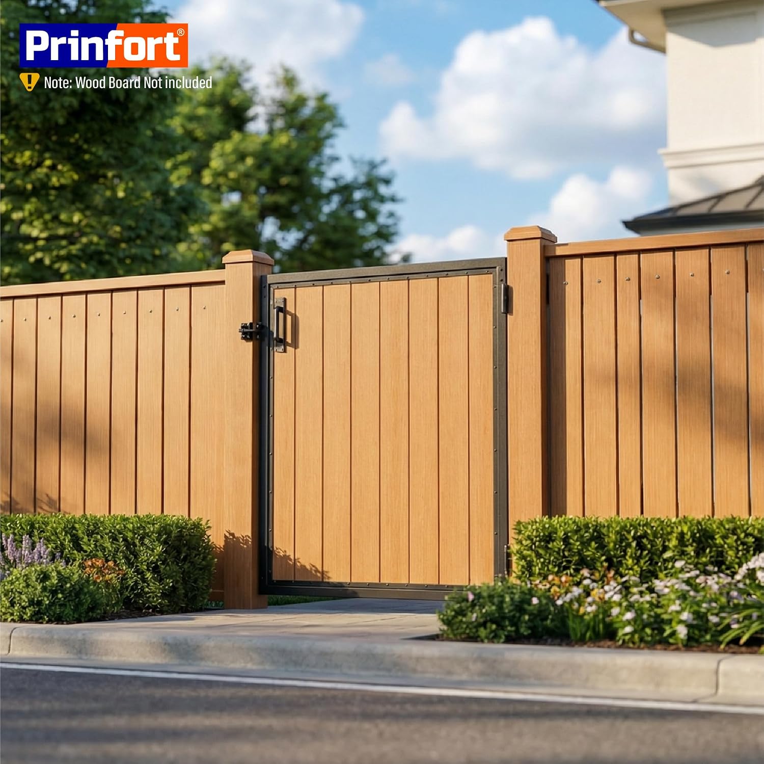 4x4FT (46.78' W X 47.2' H) 201 Stainless Steel Anti Sag Wooden Fence Gate Kit Heavy Duty Garden Gate Frame Hardware Kit Reinforcement (Left/Right Free-Installation)