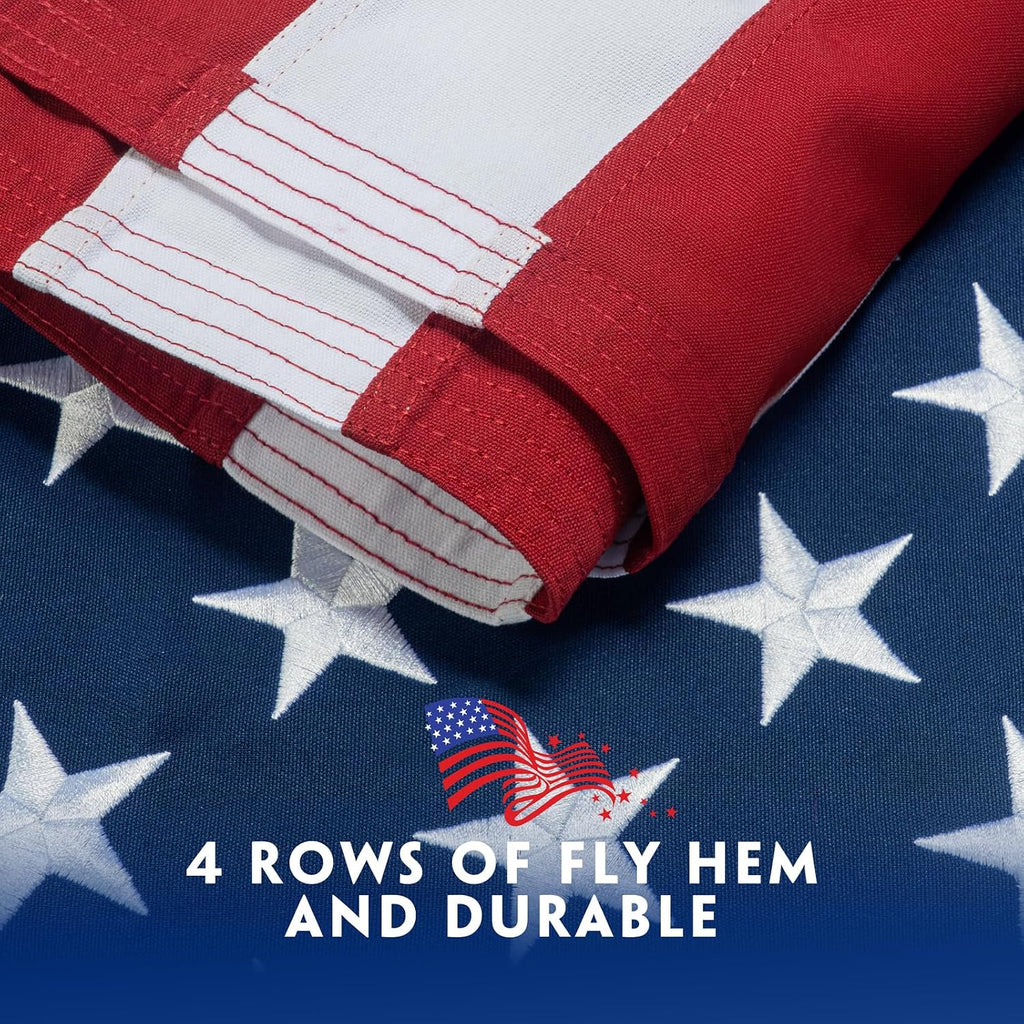 American Flag 10x15 Ft for Outside Longest Lasting- Ultra Durable, Tear-Proof Heavy Duty Spun Polyester US USA Flags - Fade Resistant, Embroidered Stars, Sewn Stripes, Brass Grommets - Outdoor Decor