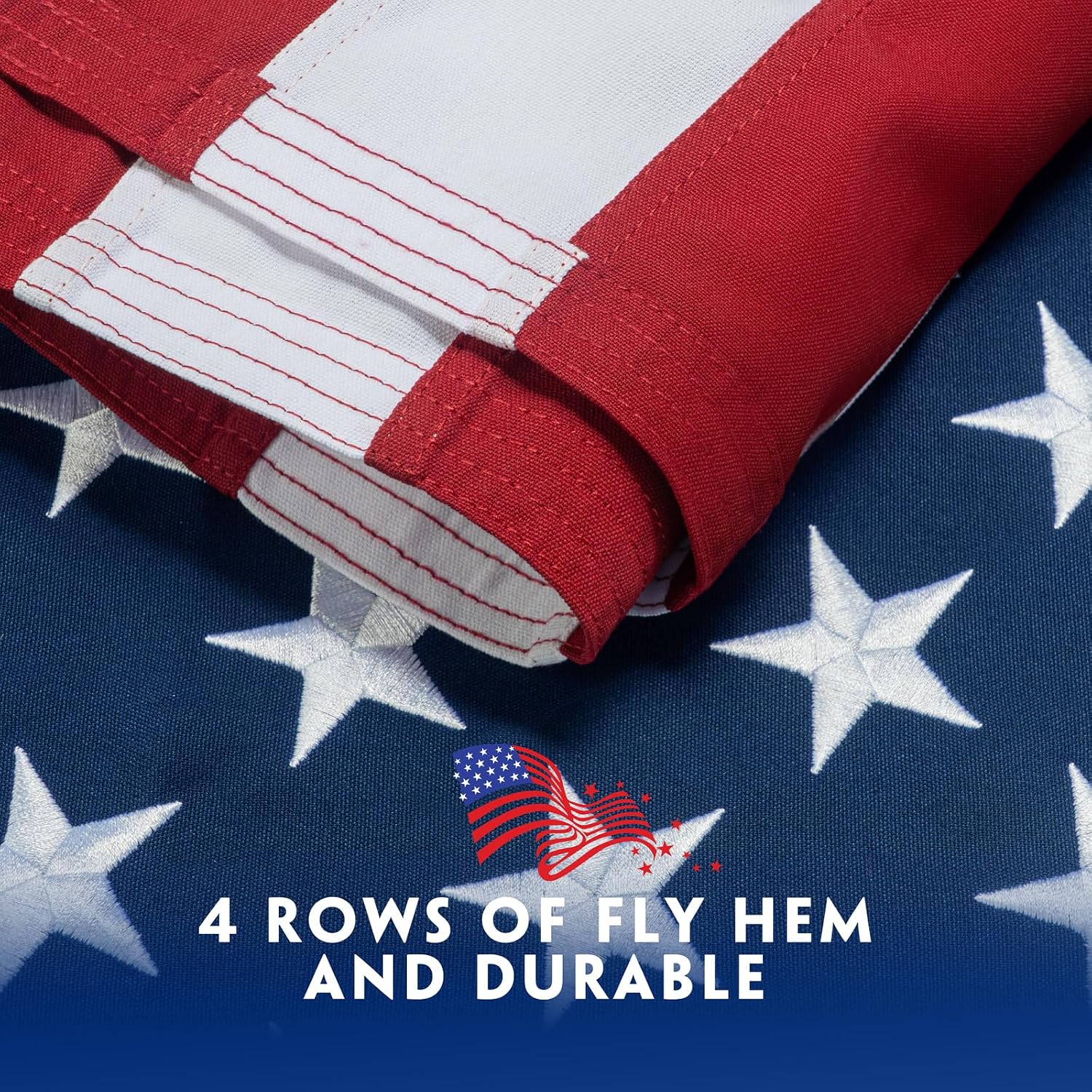 American Flag 10x15 Ft for Outside Longest Lasting- Ultra Durable, Tear-Proof Heavy Duty Spun Polyester US USA Flags - Fade Resistant, Embroidered Stars, Sewn Stripes, Brass Grommets - Outdoor Decor