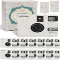 12 Pack Disposable Cameras Bulk for Wedding, Golden Rose Single-Use 35mm Film Disposable Camera with Flash, ISO 400 17 Exposures for Outdoor Travel Gathering Anniversary Birthday Party Supply