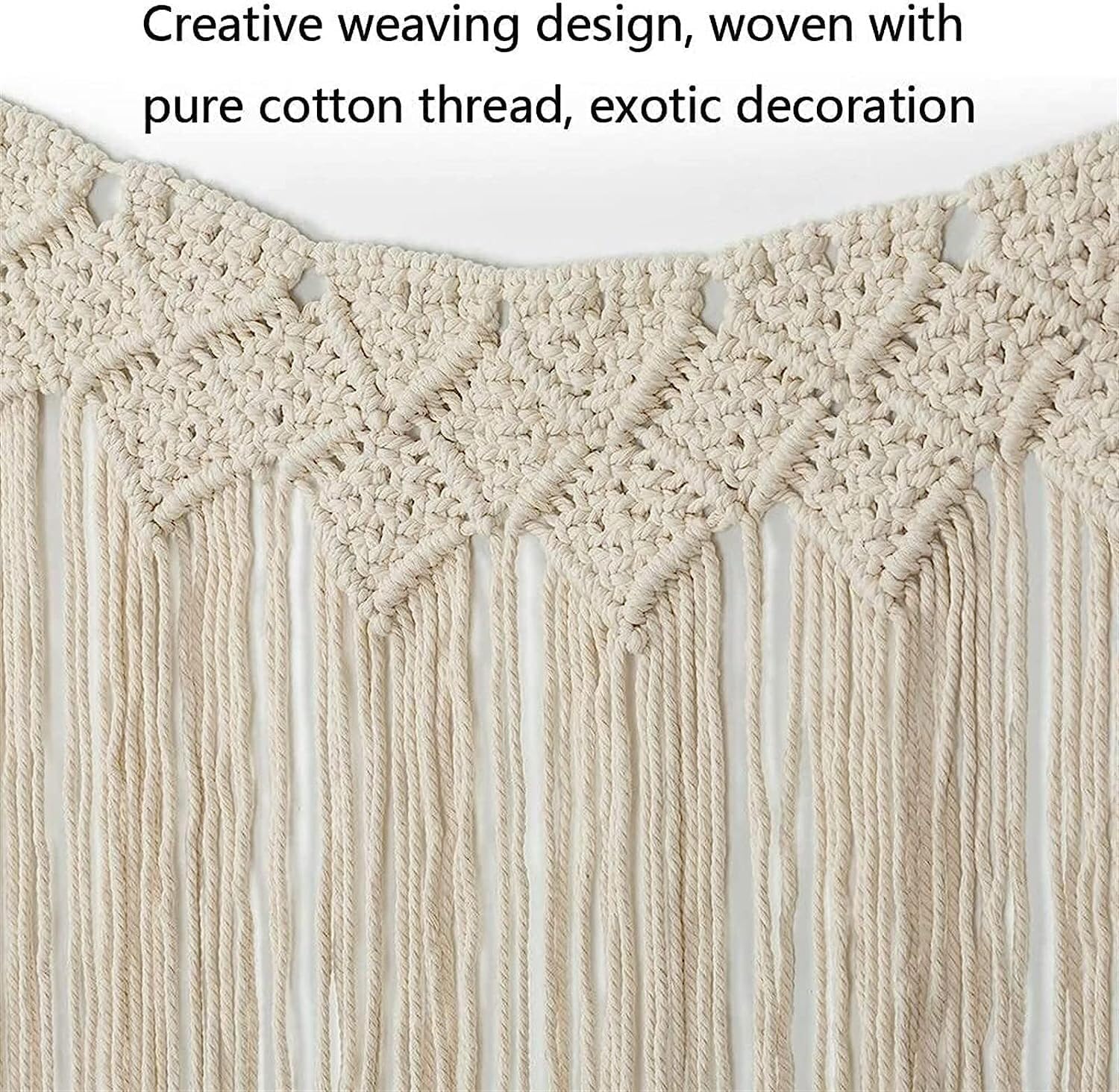 Wall Hanging Art Tapestry, Macrame Wall Hanging Tapestry Garland Macrame Curtains for Doorways Wedding Backdrop Arch Apartment Gallery Home Decoration (Beige)