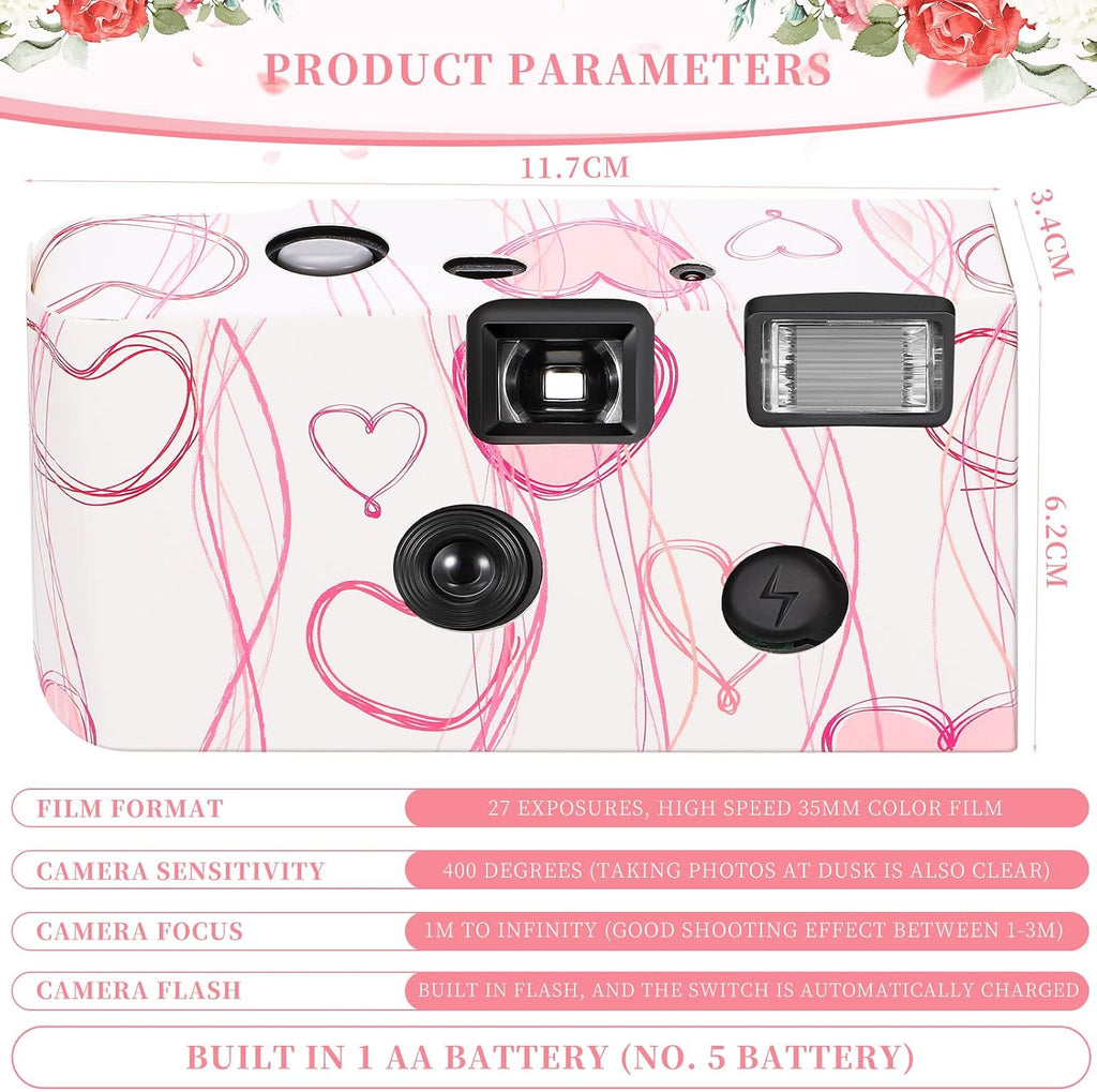 8 Pack Disposable Camera Bulk for Wedding 35mm Film Single Use Camera with Flash for Birthday Party Graduation Travel Anniversary Honeymoon Gathering Event Favors