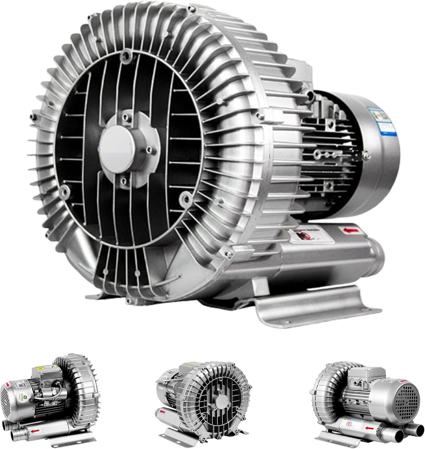Regenerative Blower, 120W/370W/550W/750W/1100W High-Pressure Vortex Ring Blower, Industrial Vacuum Pump, for Air Blowing Or Suction for Sewage Aeration Aquarium Fish Pond,220V-370W