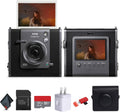 Fujifilm Instax Wide Evo Hybrid Instant Film Camera (16840957) Bundle with Vintage Style Compatible Carrying Case + 32GB Memory Card + Cleaning Cloth + More