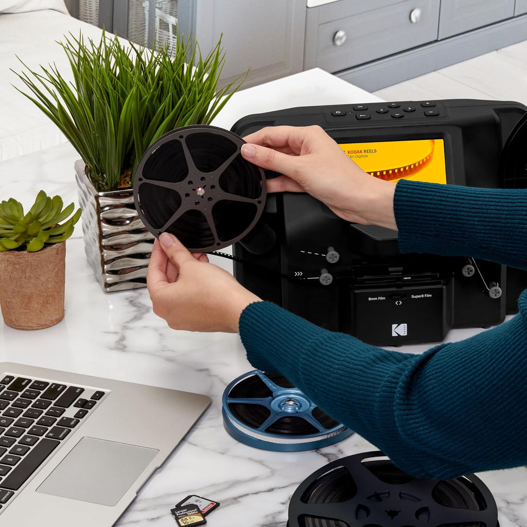 KODAK REELS 8mm & Super 8 Films Digitizer Converter with Big 5' Screen, Scanner Converts Film Frame by Frame to Digital MP4 Files for Viewing, Sharing & Saving on SD Card for 3' 4' 5' 7' and 9' Reels