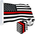 G128 5 Pack: Thin Red Line American Flag | 2x3 Ft | StormFlyer Series Embroidered 220GSM Spun Polyester | Duty and Honor Flag, Embroidered Design, Indoor/Outdoor, Brass Grommets, Heavy Duty