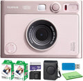 Fujifilm Instax Mini EVO Hybrid Instant Camera (Gentle Rose) + Fuji Instax-Mini Film 40 Exposures + 32GB Memory Card + Custom Mini-Evo Case and Accessory Bundle