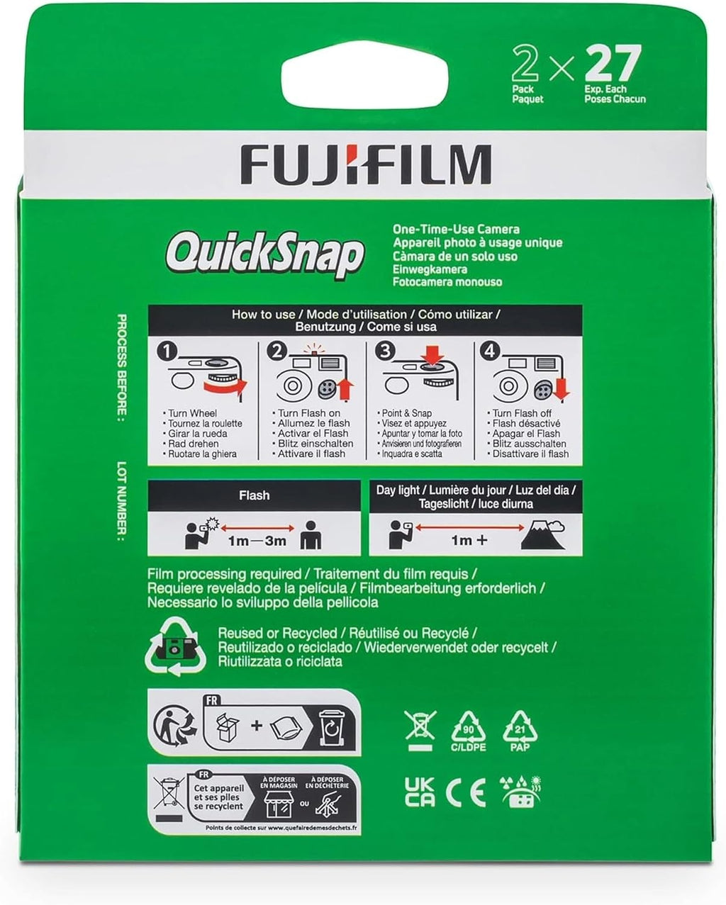 Fujifilm QuickSnap Flash 400 One Time Use 35mm Camera with Flash, 27 Exposures, 8-Pack