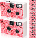 12 Pack Disposable Cameras Bulk for Wedding 35 mm Single Use Film Cameras with Flash for Wedding Reception Guests, Baby Shower, Bridal Shower, Anniversary(Pink Rose)