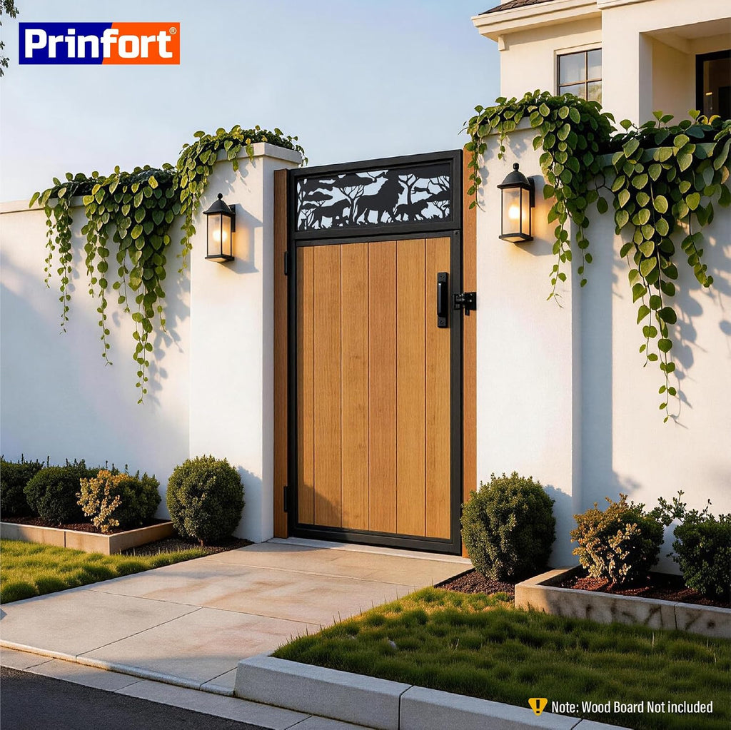 3x6FT (34.8' W X 70.8' H) 201 Stainless Steel Anti Sag Wooden Fence Gate Kit Heavy Duty Garden Gate Frame Hardware Kit Reinforcement (Left/Right Free-Installation)