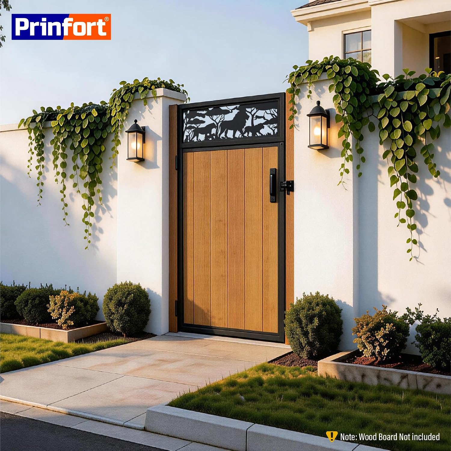 3x6FT (34.8' W X 70.8' H) 201 Stainless Steel Anti Sag Wooden Fence Gate Kit Heavy Duty Garden Gate Frame Hardware Kit Reinforcement (Left/Right Free-Installation)