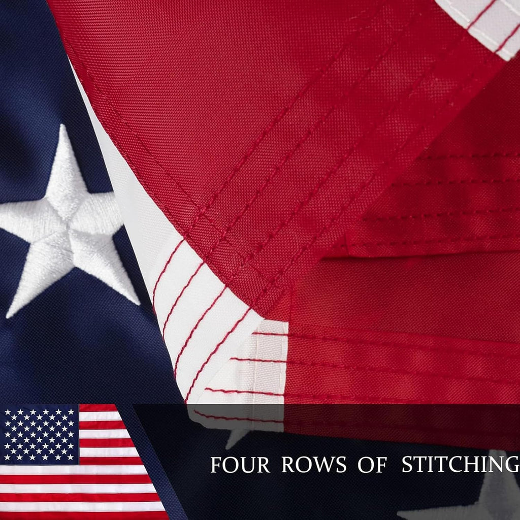 American Flag 10x15 ft for Outside, Long Lasting US USA Flags for Outdoor | All Weather United States Flag 10 x 15 Feet Premium Heavy Duty Nylon, Embroidered Stars, Brass Grommets, 4-Row Stitching End