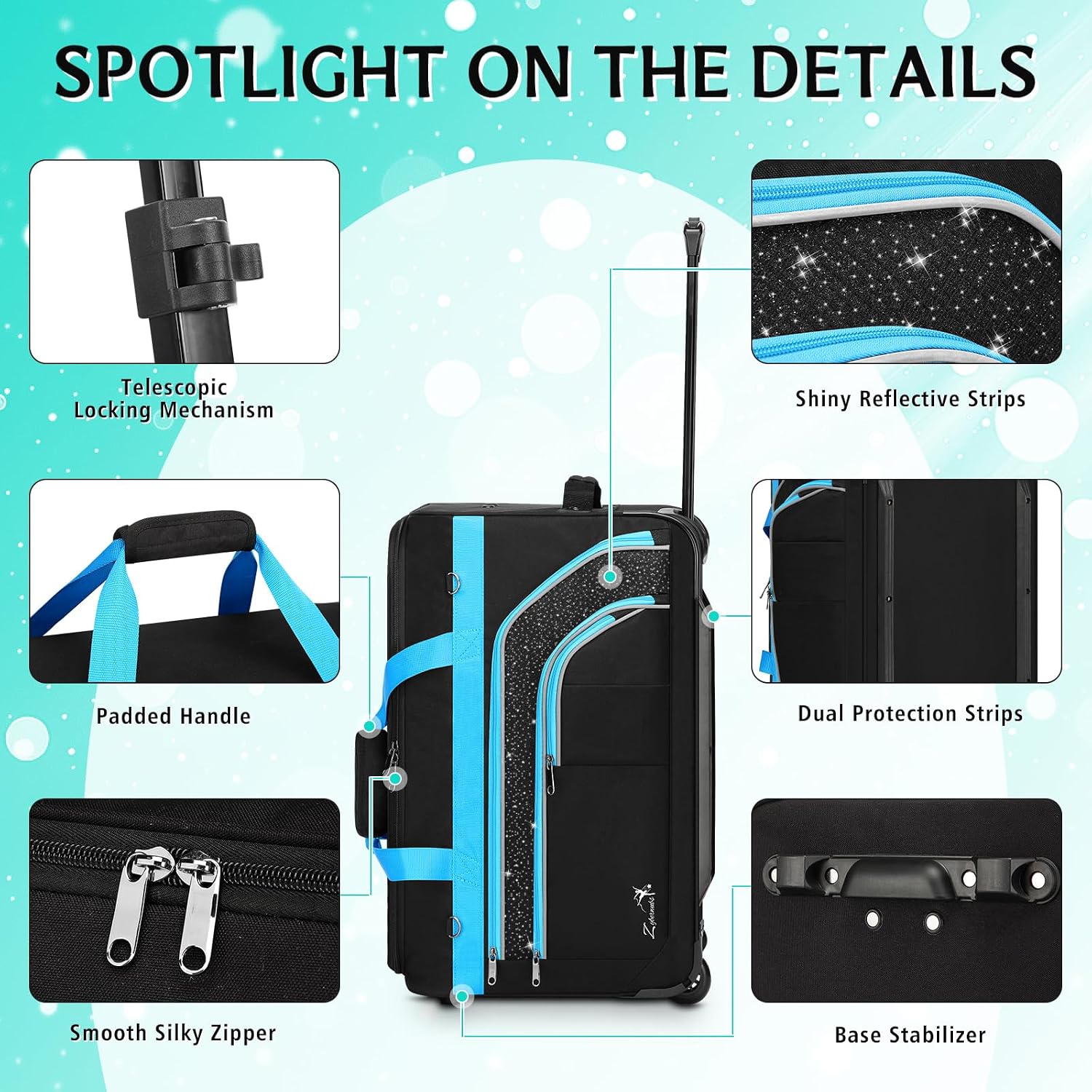 Dance Bag with Garment Rack - 28 Inch Professional Dance Competition Duffle Bag with Rack - Wheeled Dance Suitcase with Multiple Pockets for Dancers, Athlete, Travelers, and Livestreamer