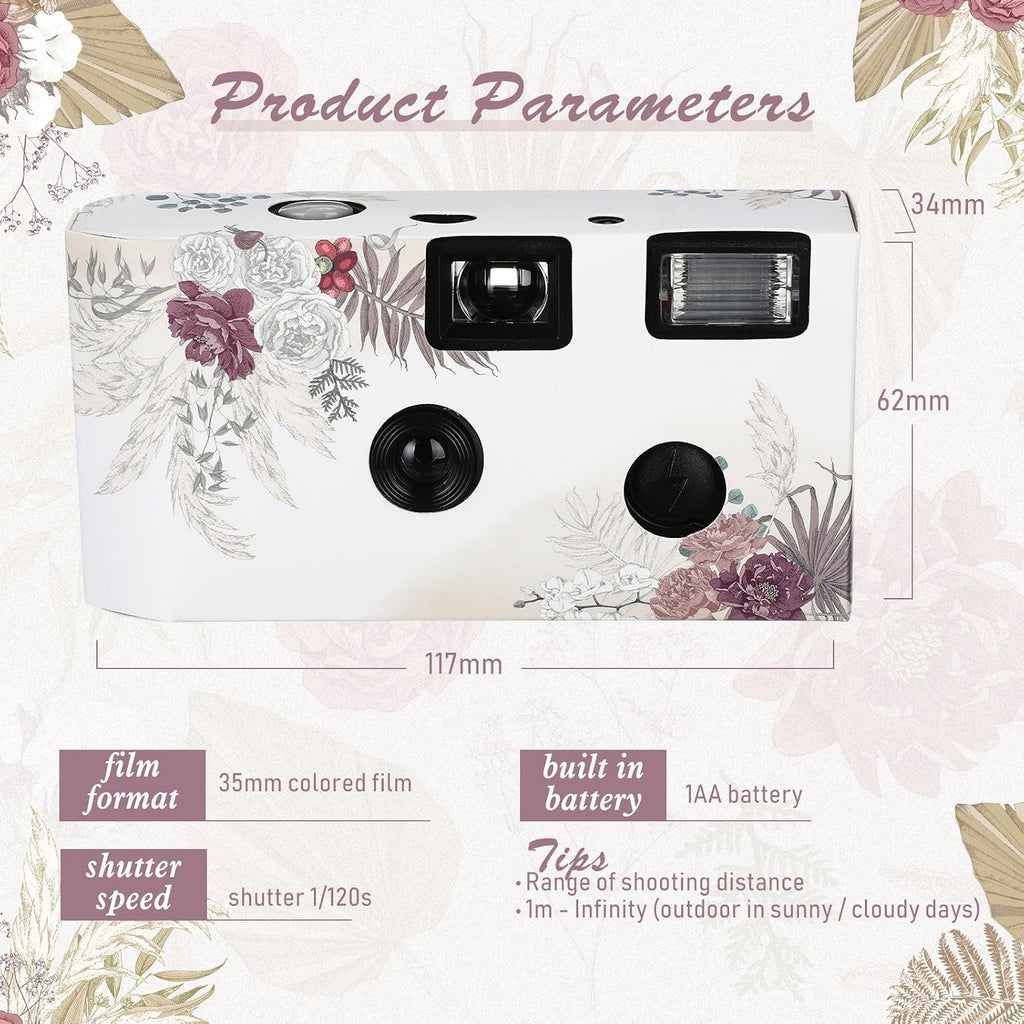 Zhengmy 10 Pack Disposable Camera Bulk for Wedding, 35mm Single Use Camera Bulk with Flash One Time for Gathering Wedding Travel(Bohemian,Colorful Film)