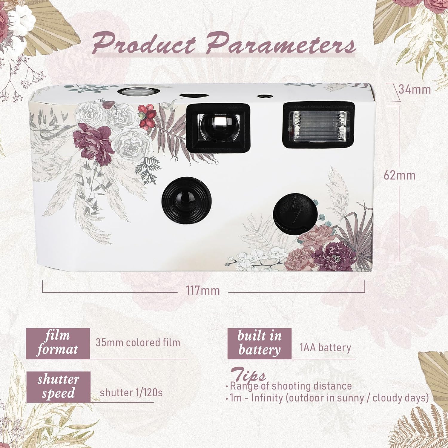 Zhengmy 10 Pack Disposable Camera Bulk for Wedding, 35mm Single Use Camera Bulk with Flash One Time for Gathering Wedding Travel(Bohemian,Colorful Film)