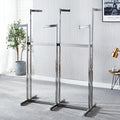 Heavy-Duty Metal Garment Rack 6 Way Clothing Rack Adjustable Height Floor Standing Shirt Racks, Square Tubing Portable Display Rack for Hanging Clothes,Silver