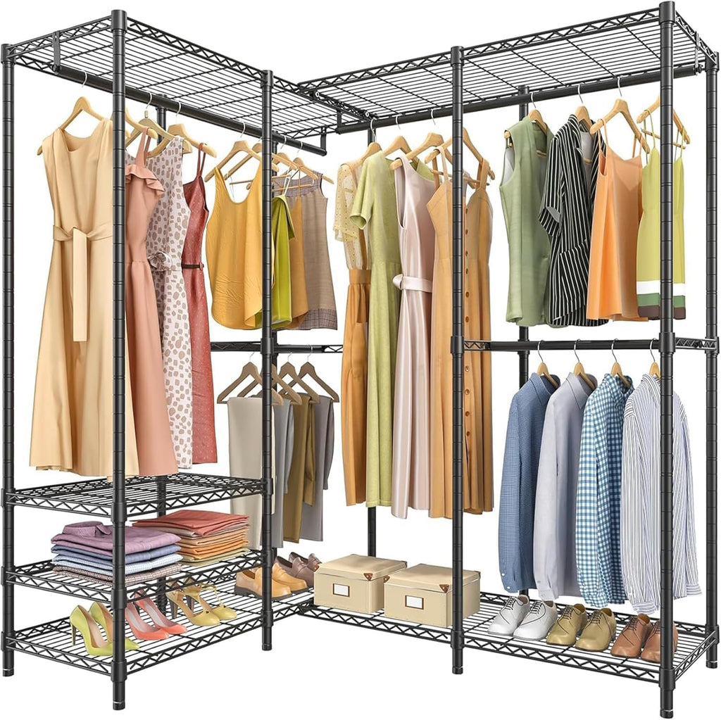 VIPEK L40 Plus Garment Rack L Shaped Clothes Rack for Corner, Freestanding Portable Wardrobe Closet Heavy Duty Clothing Rack for Hanging Clothes, 60.6'L x 45'W x 76.4'H, Load Capacity 1300LBS, Black