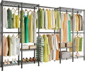 Higeego H5 Pro Heavy Duty Garment Rack, Freestanding Clothes Rack, Wardrobe Closet for Hanging Clothes, Portable Closet Organizer with Expandable Hanger Rods, (97.7-115.4')L x 15.7'W x 75.4'H, Black