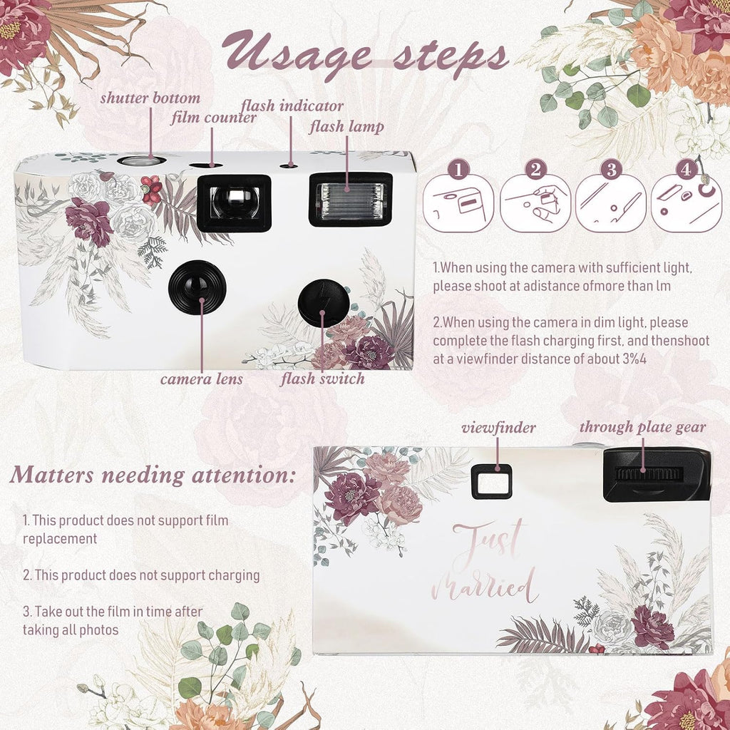Zhengmy 10 Pack Disposable Camera Bulk for Wedding, 35mm Single Use Camera Bulk with Flash One Time for Gathering Wedding Travel(Bohemian,Colorful Film)