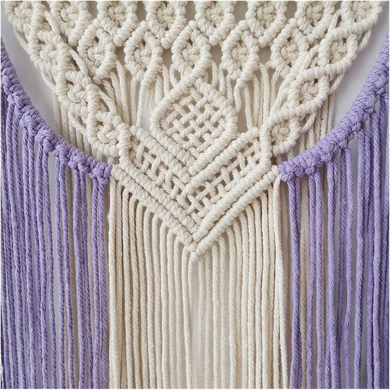 Tapestry Macrame Wall Hanging Tapestry Chic Geometric Tassels Tapestry Apartment Bedroom Bohemian Decoration (Purple)