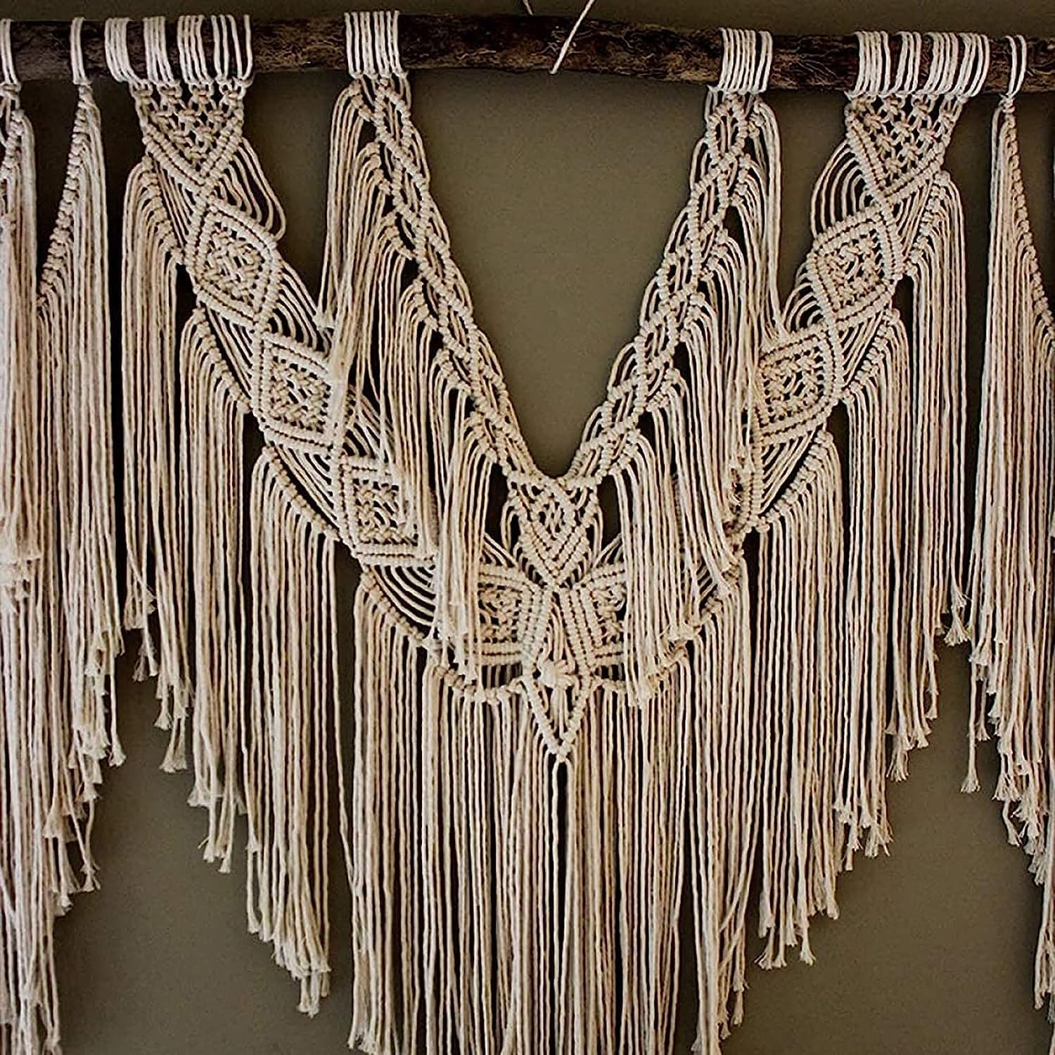 Modern Wall Decor Woven,Wall Hanging Art Tapestry, Macrame Wall Hanging Art Woven Wall Decor Cotton Handmade Boho Macrame Tapestry Chic Home Decor for Home (Beige)
